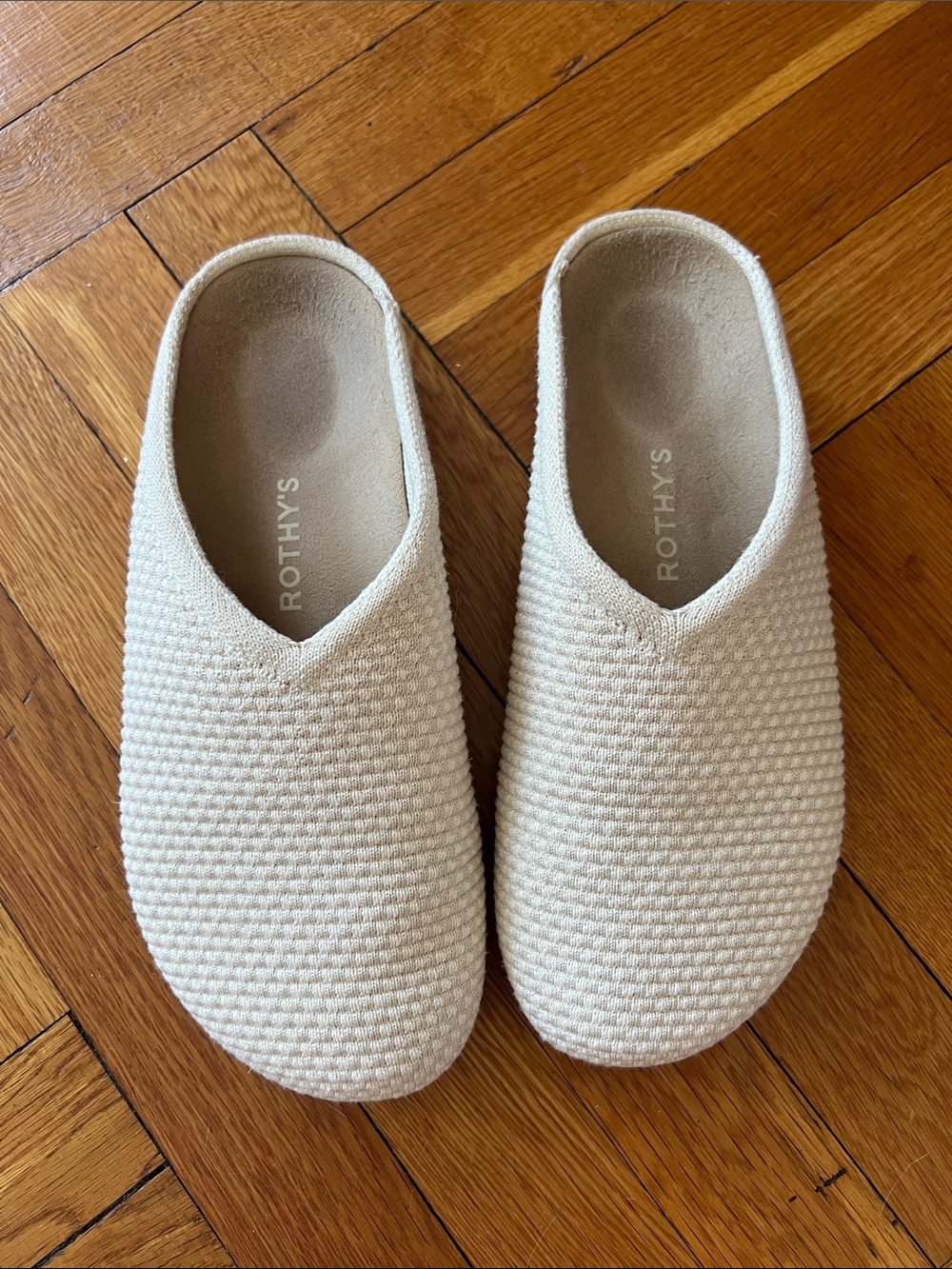 Rothy's Cream Knit Slip-On Clogs
